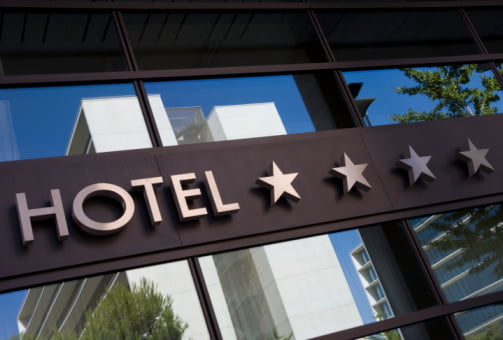 Detail of a four stars hotel with reflection
